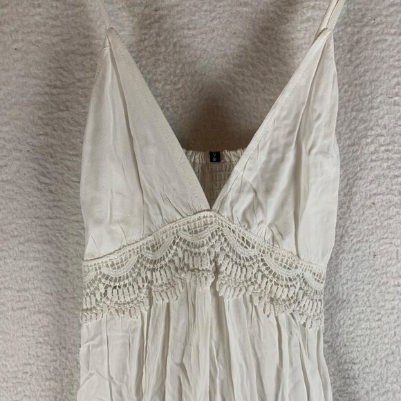 Raviya Women's V-Neck Flutter-Hem White Rayon Swimsuit Cover-Up Dress Size S NWT - Picture 2 of 10